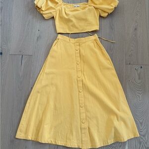 Skies Are Blue Yellow Puff Sleeve Set